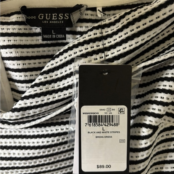 Guess Black and White Striped Mini Dress - L NWT - Picture 5 of 8